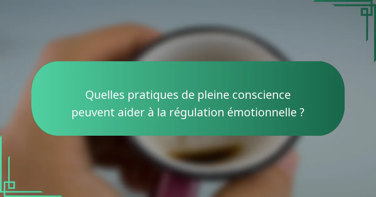 Quelles pratiques de pleine conscience peuvent aider à la régulation émotionnelle ?