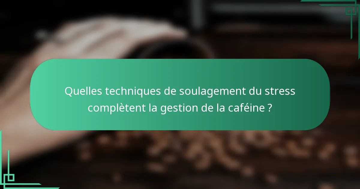 Quelles techniques de soulagement du stress complètent la gestion de la caféine ?